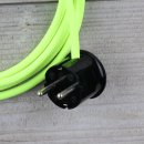 Textilkabel Anschlussleitung Zuleitung 2-5m neon gelb mit Schutzkontakt-Winkelstecker