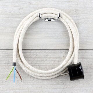 Textilkabel Kiesel 3-adrig mit Schutzkontakt-Winkelstecker Anschlussleitung Zuleitung 1-5m