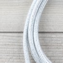 Textilkabel Anschlussleitung Zuleitung 2-5m silber metallic mit Schutzkontakt-Winkelstecker