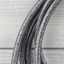 Textilkabel Anschlussleitung Zuleitung 2-5m grau metallic mit Schutzkontakt-Winkelstecker