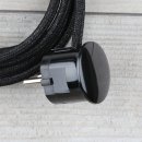 Textilkabel Anschlussleitung Zuleitung 2-5m schwarz metallic mit Schutzkontakt-Winkelstecker