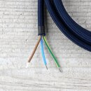 Textilkabel Marineblau 3-adrig mit Schutzkontakt-Winkelstecker Anschlussleitung Zuleitung 1-5m