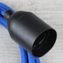 Textilkabel Dunkelblau mit E27 Lampenfassung Glattmantel Kunststoff schwarz 1-5m