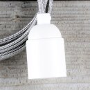 Textilkabel Silber mit E27 Lampenfassung Glattmantel...
