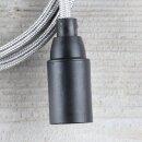 Textilkabel Silber E14 Lampenfassung mit Glattmantel Kunststoff schwarz
