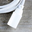 Textilkabel Weiß E14 Lampenfassung mit Glattmantel Kunststoff weiß