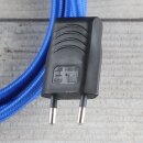 Textilkabel Dunkelblau 2-adrig mit Euro-Flachstecker Anschlussleitung Zuleitung 1-5 Meter