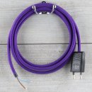 Textilkabel Anschlussleitung Zuleitung 1-5m violett mit Euro-Flachstecker