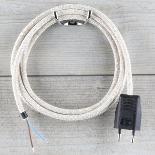 Textilkabel Kiesel 2-adrig mit Euro-Flachstecker Anschlussleitung Zuleitung 1-5 Meter