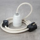 Textilkabel Elfenbein mit E27 Porzellanfassung...