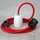 Textilkabel Lampenpendel rot mit E27 Porzellanfassung Schnurschalter und Schutzkontakt-Stecker schwarz