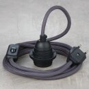 Textilkabel Graphit-Grau mit E27 Lampenfassung...