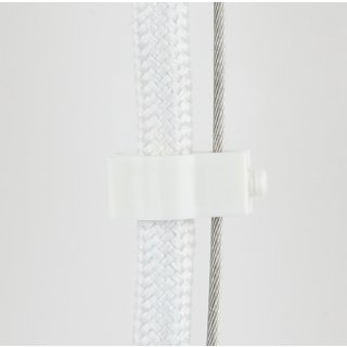Kabelclip Kabelhalter Seilhalter-Clip mit Madenschraube für Stahlseile Lampen-Kabel 7.0-8.5mm + Drahtseil 1.0-2.0mm Kunststoff weiß
