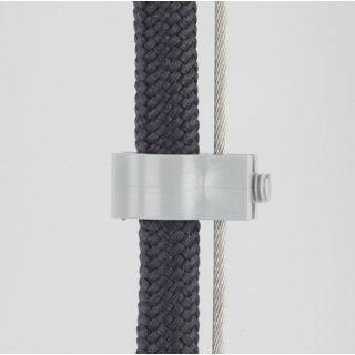 Kabelclip Kabelhalter Seilhalter-Clip mit Madenschraube für Stahlseile Lampen-Kabel 7.0-8.5mm + Drahtseil 1.0-2.0mm Kunststoff grau