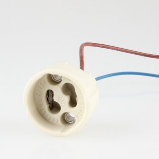 GU10/GZ10 Hochvolt Halogen Fassung bis 250° mit 14cm Leitung
