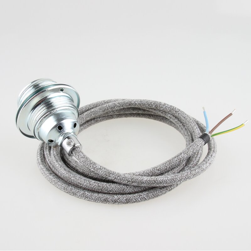 Creative Cables Textilkabel Rund, Steingrau – 1 Meter, 3x0,75 Mm², Aus Baumwolle