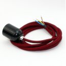 Textilkabel Bordeaux Rot mit E27 Lampenfassung...