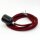 Textilkabel Bordeaux Rot mit E27 Lampenfassung Bakelitoptik schwarz und Zugentlastung Metall chrom