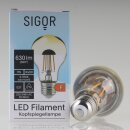 Sigor E27 LED Filament Kopfspiegellampe gold 7W(=48W) 220-240V 600 lm 2700K warmweiß dimmbar