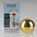 Sigor LED Filament Kopfspiegellampe gold 7W(=50W) 230V AGL-Form klar E27 Sockel warmweiß dimmbar