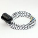 Textilkabel Schwarz-Weiß mit E27 Lampenfassung...