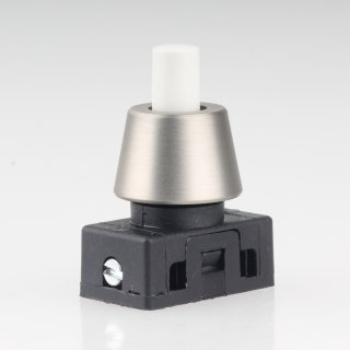 Lampen Einbau-Druckschalter weiß mit M10x1 Schrägmutter glatt Edelstahloptik 250V/2A 1-polig