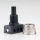Lampen Einbau-Druckschalter schwarz mit M10x1 Schrägmutter gerändelt Edelstahloptik 250V/2A 1-polig