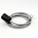 Textilkabel Silber mit E27 Lampenfassung Bakelitoptik...
