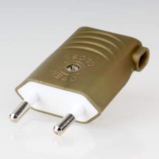 Eurostecker Europa-Flachstecker gold mit seitlichem Kabelauslass 250V/6A