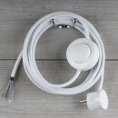 Textilkabel Weiß 3-adrig mit Fußschalter und Schutzkontakt-Stecker Anschlussleitung 2-5m