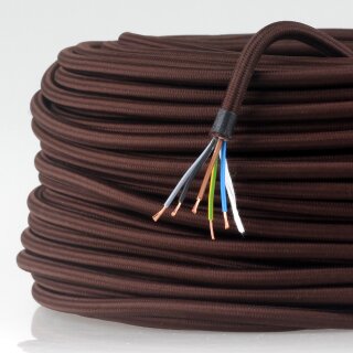 Textilkabel braun 5-adrig 5x0,5mm² Steuerleitung PVC-Schlauchleitung