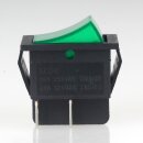 Einbau-Wippschalter grün beleuchtet 2-polig EIN/AUS 30x22mm 250V/16A mit PVC-Schutzkappe