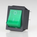 Einbau-Wippschalter grün beleuchtet 2-polig EIN/AUS 30x22mm 250V/16A