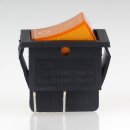 Einbau-Wippschalter gelb beleuchtet 2-polig EIN/AUS 30x22mm 250V/16A mit PVC-Schutzkappe