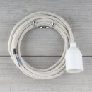 Textilkabel Kiesel mit E27 Lampenfassung Glattmantel Kunststoff weiß 1-5m