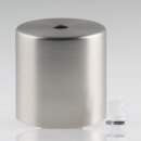 Lampen Deckenbaldachin 62x63mm Zylinderform Metall Edelstahloptik mit Zugentlastung Kunststoff transparent