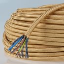 Textilkabel Stoffkabel gold 3-adrig 3x0,75...