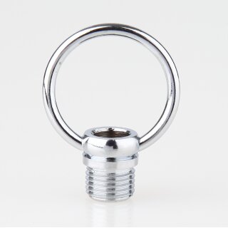 Ringnippel Metall verchromt beweglicher Bügel rund mit M10x1 Außengewinde für Lampen und Leuchtenbau