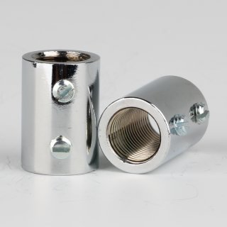 M10x1 Verbindungs-Muffe Gewinde-Adapter 14x20mm mit 2 x M4 Quergewinde Messing verchromt
