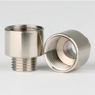 M10x1 AG auf M13x1 IG Reduzier-Nippel Kopfstück Gewinde-Adapter 15x16mm Messing vernickelt