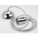 Textilkabel silber mit E27 Lampenfassung Metall und...