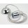 Textilkabel silber mit E27 Lampenfassung Metall und Lampen-Baldachin  chrom