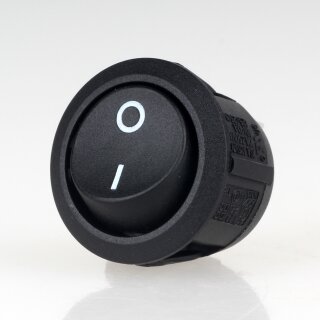 Einbau-Wippschalter EIN/AUS 1-polig 10A/250V Einbaumaß 19mm schwarz rund unbeleuchtet