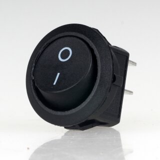 Einbau-Wippschalter schwarz 1-polig EIN/AUS 250V/6A rund Einbaumaß 19mm unbeleuchtet