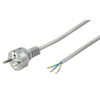 1,5 m Netzkabel Anschlusskabel 3x0,75mm² grau mit Schutzkontakt-Stecker