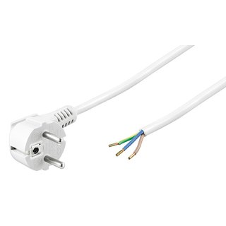 1,5 m Netzkabel Anschlusskabel 3x0,75mm² weiß mit Schutzkontakt Winkel-Stecker