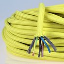 Textilkabel Stoffkabel gelb 3-adrig 3x0,75 Zug-Pendelleitung S03RT-F 3G0,75