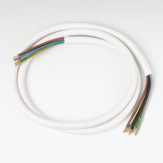 3 m Herdanschlussleitung weiß 5x2,5mm²  H05 V V-F beidseitig Aderendhülsen