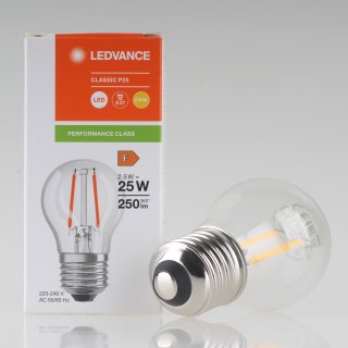 Osram LED Filament Leuchtmittel 2,5W 240V Tropfen-Form klar E27 Sockel warmweiß