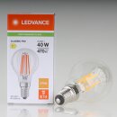 LEDVANCE E14 LED-Leuchtmittel 3,4W=(40W) 240V Tropfen-Form klar 2700K warmweiß 470 Lumen